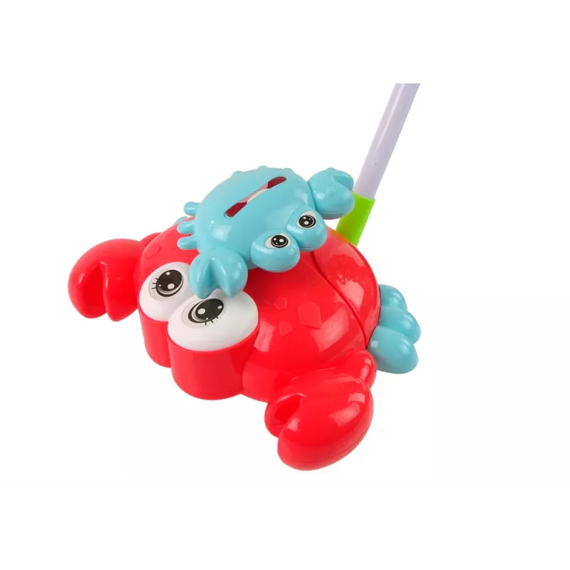 LEAN TOYS Svietiaca tlačiaca palica krab červená hudba