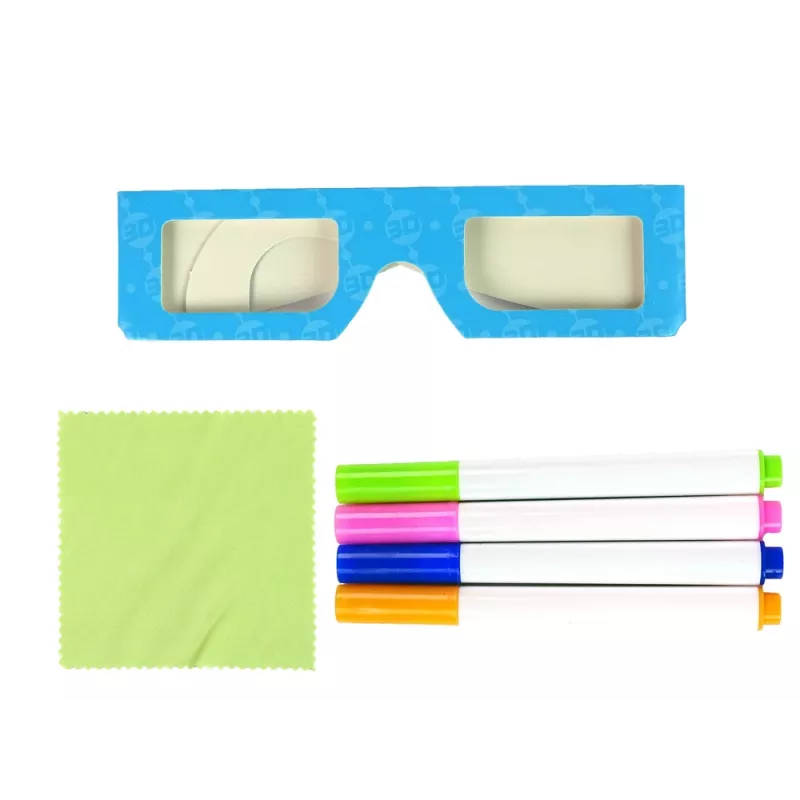 LEAN TOYS magická osvetlená 3D tabuľa okuliare modrá