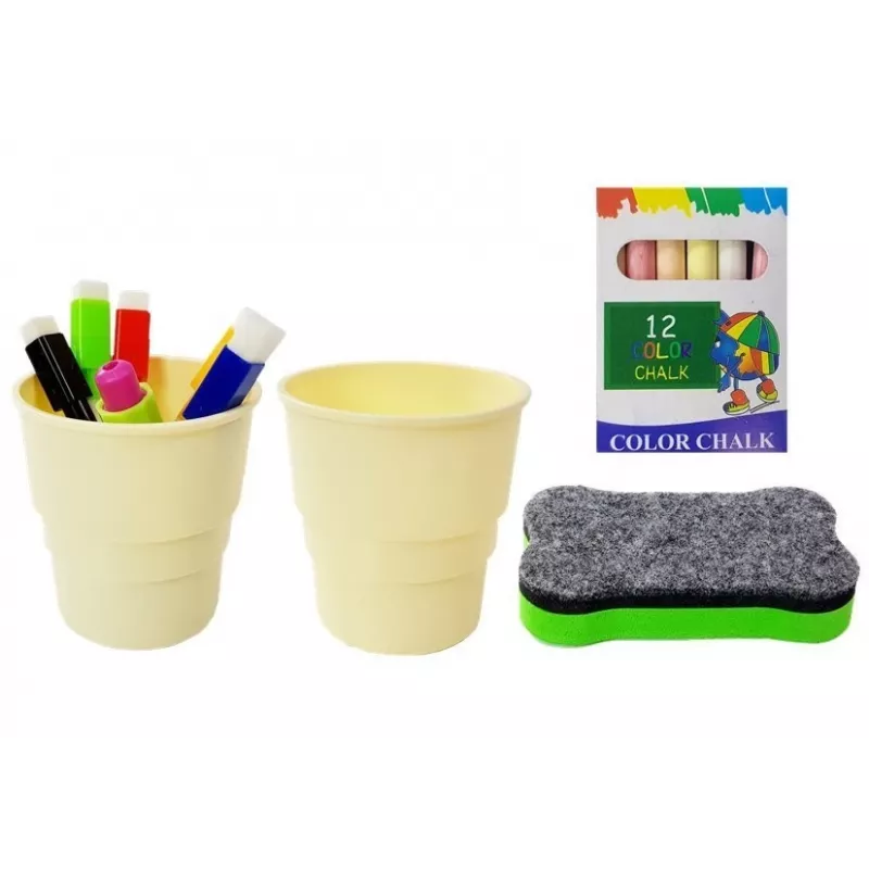 LEAN TOYS Magnetická kriedová tabuľa modrá červená príslušenstvo