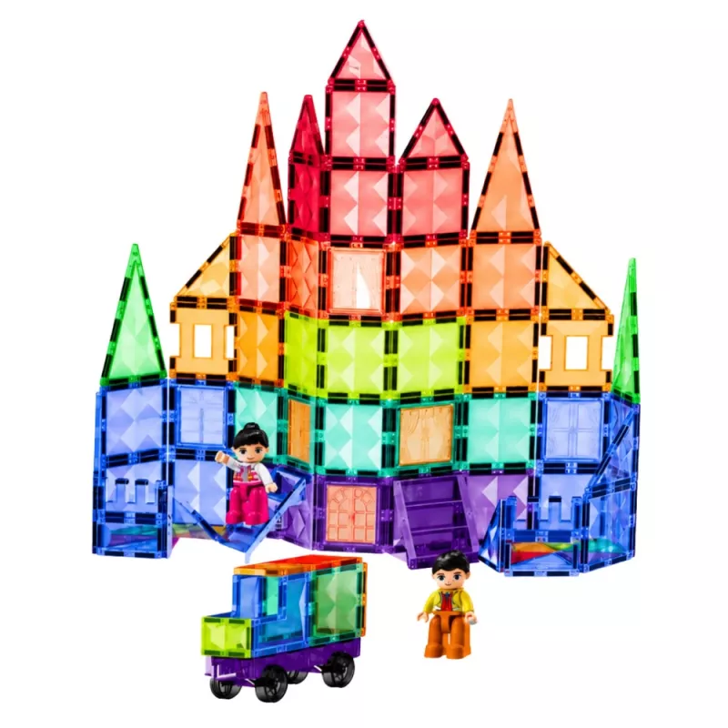 LEAN TOYS magnetické konštrukčné bloky 3D panely kreatívne STEM farebné 100 ks