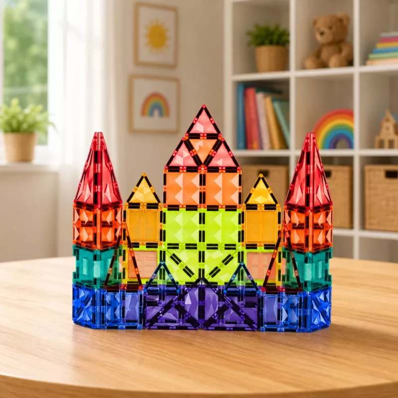 LEAN TOYS magnetické konštrukčné bloky 3D panely kreatívne STEM farebné 73 kusov