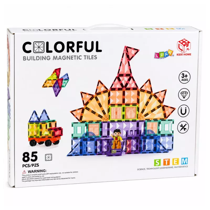 LEAN TOYS magnetické stavebnice 3D dosky kreatívne STEM farebné 85 ks