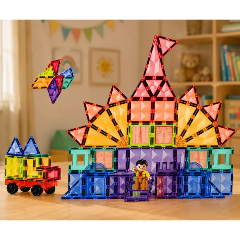 LEAN TOYS magnetické stavebnice 3D dosky kreatívne STEM farebné 85 ks