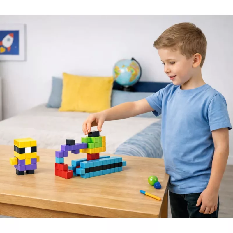 LEAN TOYS magnetické stavebnice kocky 3D bloky farebné 96 dielov