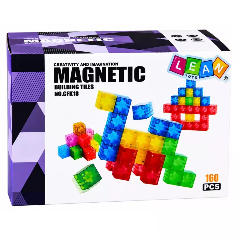 LEAN TOYS magnetické stavebné kocky farebné 3D kocky 160 ks