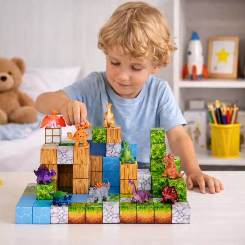 LEAN TOYS magnetické stavebné bloky kocky štvorcový svet 3D 114 dielov