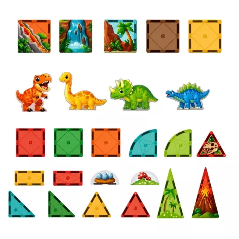 LEAN TOYS magnetické stavebnice dinosaurus sopka 31 dielov