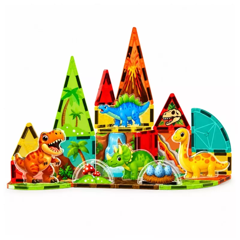 LEAN TOYS magnetické stavebnice dinosaurus sopka 31 dielov