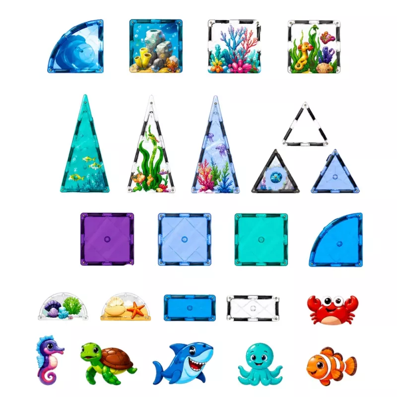 LEAN TOYS magnetické kocky morské živočíchy oceán 40 dielov