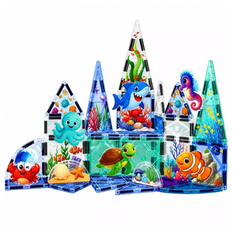 LEAN TOYS magnetické kocky morské živočíchy oceán 40 dielov