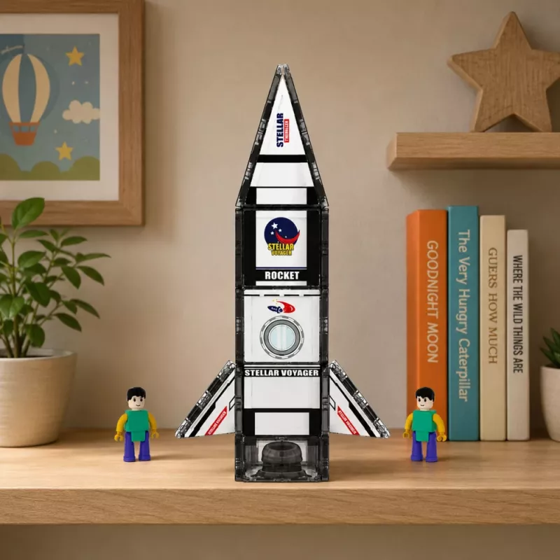 LEAN TOYS magnetické stavebné bloky vesmírna raketa figúrky 26 kusov