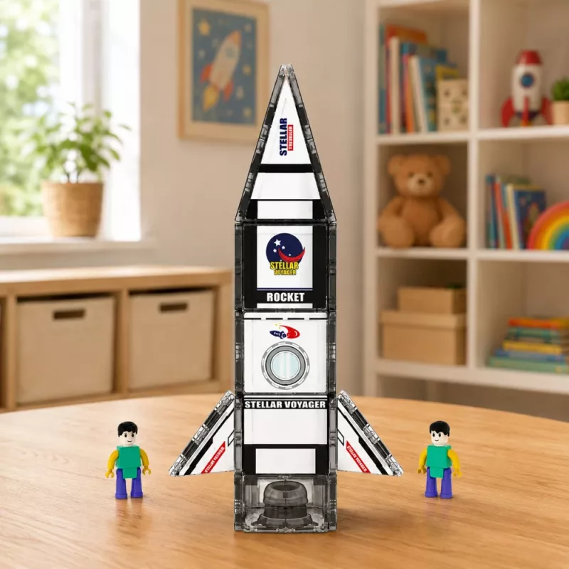 LEAN TOYS magnetické stavebné bloky vesmírna raketa figúrky 26 kusov
