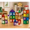 LEAN TOYS magnetické konštrukčné bloky set koľajníc s STEM loptičkami a dinosaurami – 92 dielov