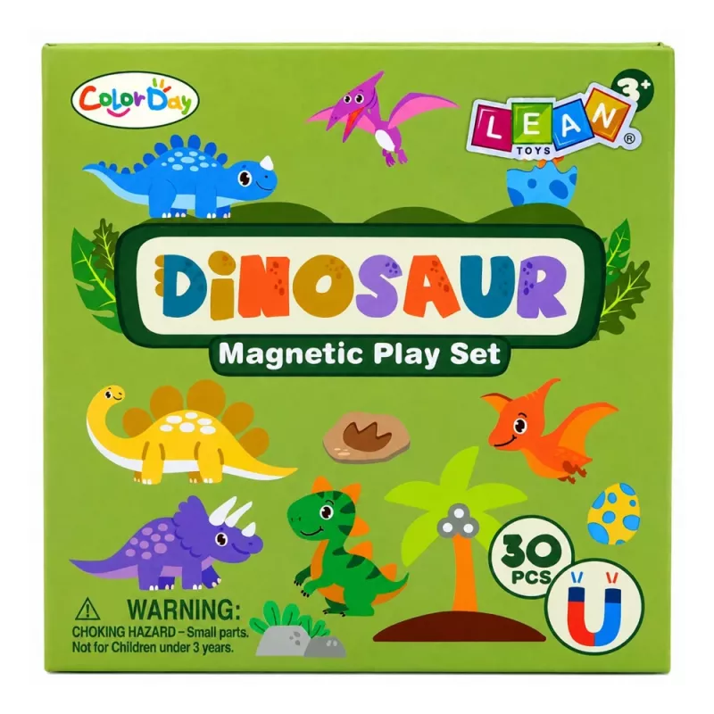 LEAN TOYS magnetická puzzle kniha dinosaury farebné magnety 30 kusov