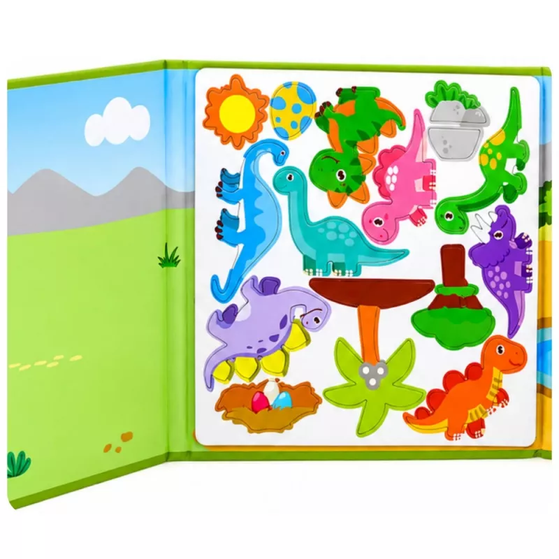 LEAN TOYS magnetická puzzle kniha dinosaury farebné magnety 30 kusov