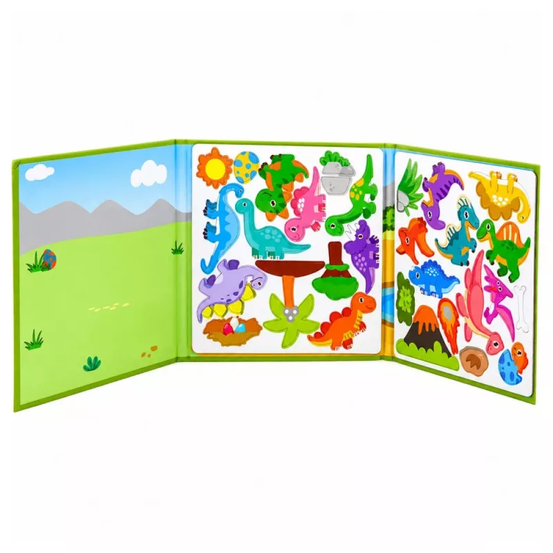 LEAN TOYS magnetická puzzle kniha dinosaury farebné magnety 30 kusov
