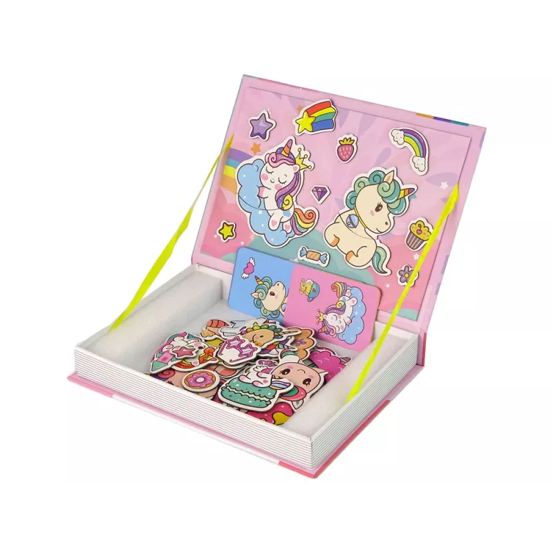 LEAN TOYS Magnetická puzzle kniha Jednorožce Puzzle karty