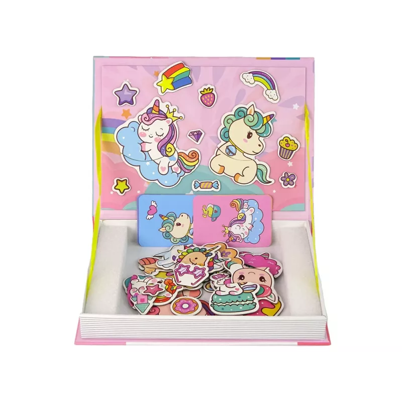 LEAN TOYS Magnetická puzzle kniha Jednorožce Puzzle karty