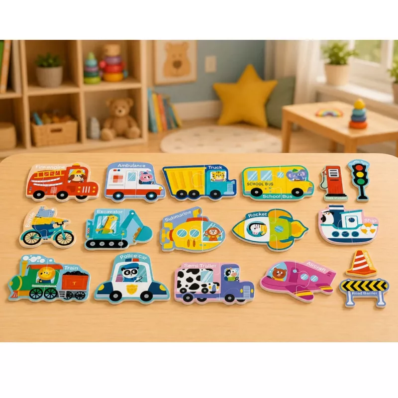 LEAN TOYS magnetické puzzle vozidlá vzdelávacia hračka dopravné prostriedky sada 30 dielov