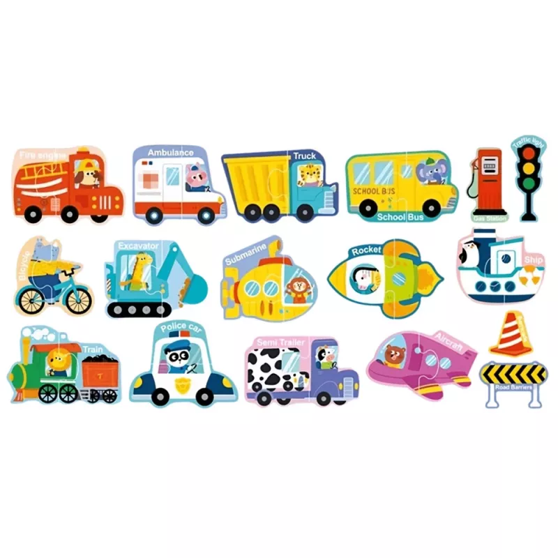 LEAN TOYS magnetické puzzle vozidlá vzdelávacia hračka dopravné prostriedky sada 30 dielov