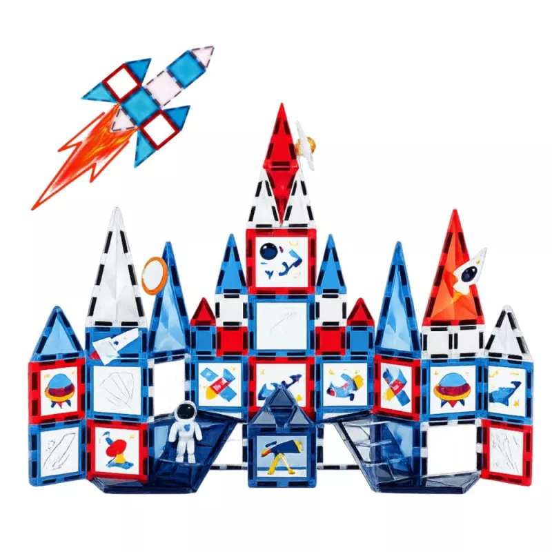 LEAN TOYS Magnetic Space Windows stavebné kocky 90 dielov – ABS plast STEM stavebnica