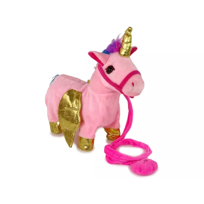 LEAN TOYS Maskot, interaktívny kôň, ružový, zlaté krídla, hudba