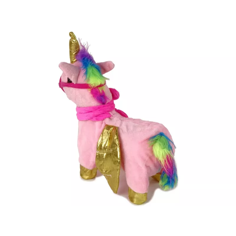 LEAN TOYS Maskot, interaktívny kôň, ružový, zlaté krídla, hudba