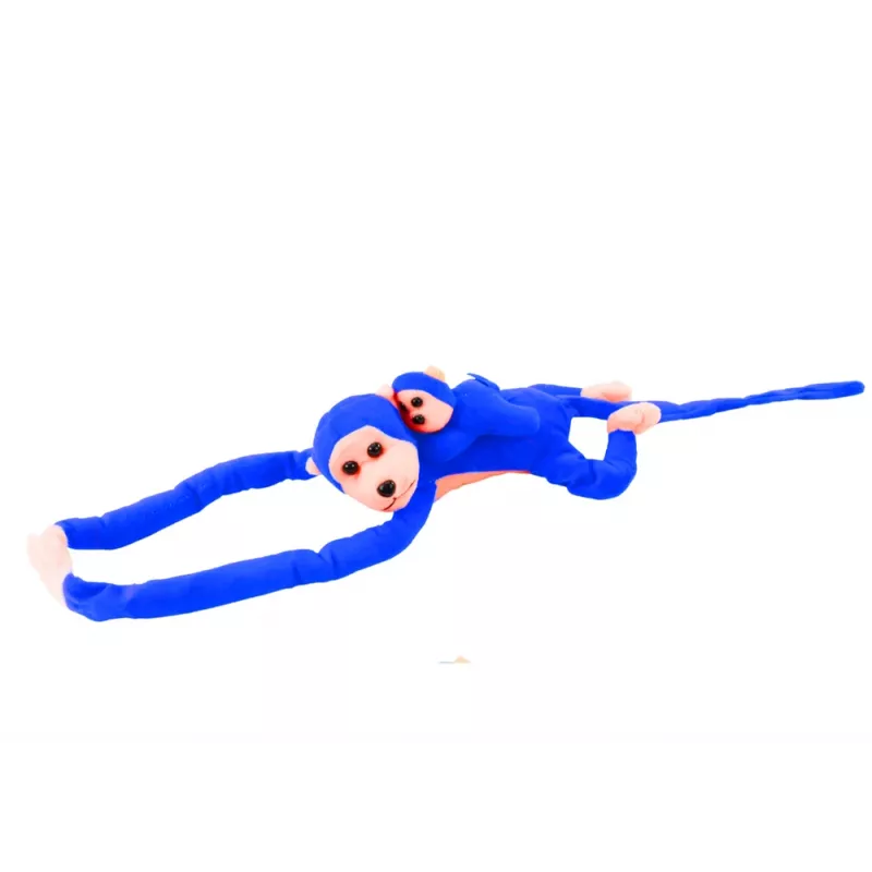 LEAN TOYS maskot plyšová opica s bábätkom, modrá 90 cm