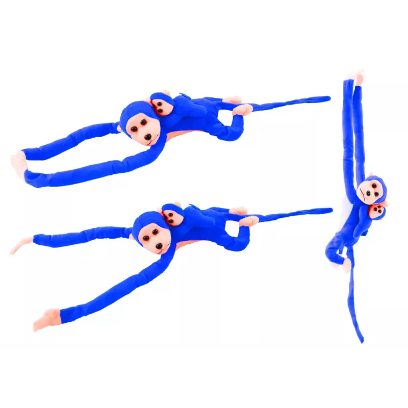 LEAN TOYS maskot plyšová opica s bábätkom, modrá 90 cm