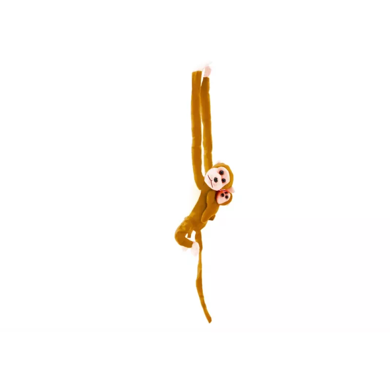 LEAN TOYS maskot plyšová opica s bábätkom, svetlohnedá 90 cm