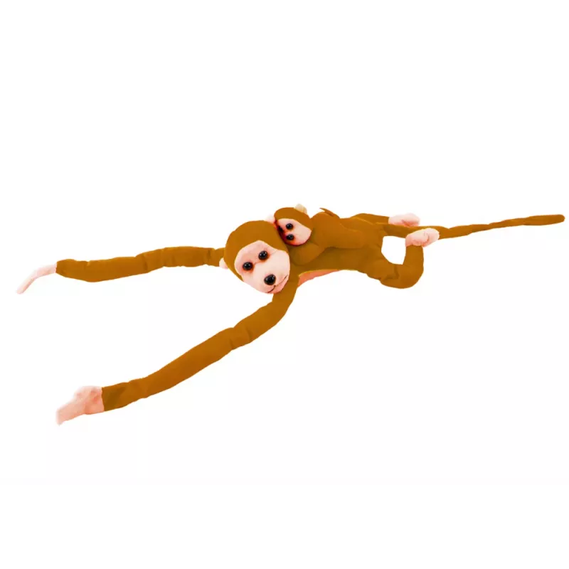 LEAN TOYS maskot plyšová opica s bábätkom, svetlohnedá 90 cm