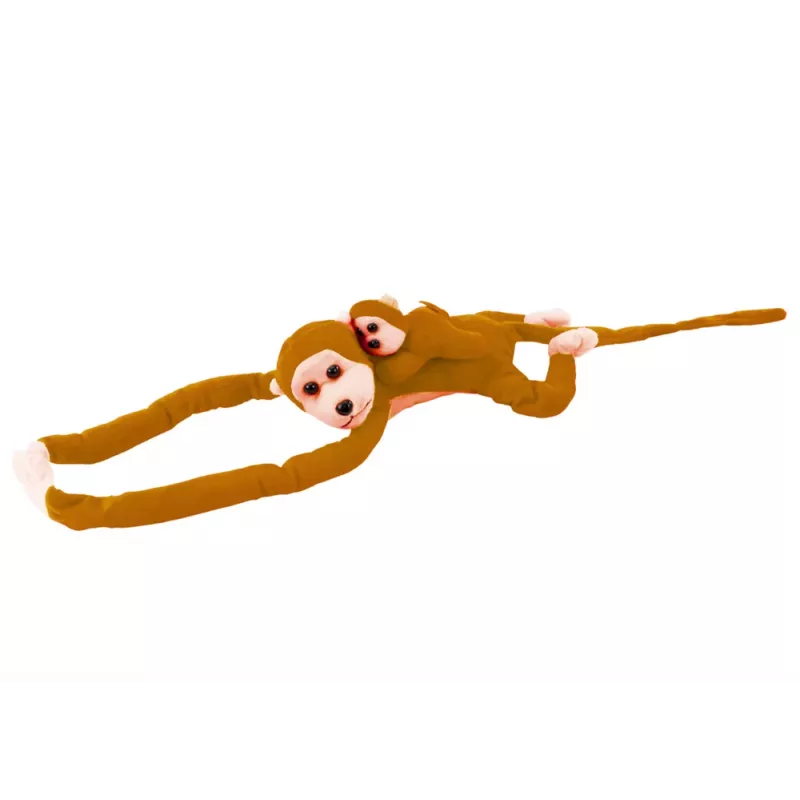 LEAN TOYS maskot plyšová opica s bábätkom, svetlohnedá 90 cm