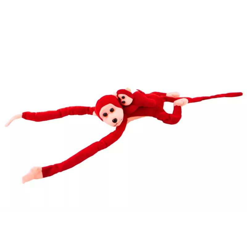 LEAN TOYS Maskot plyšová opica s bábätkom, červená 70 cm