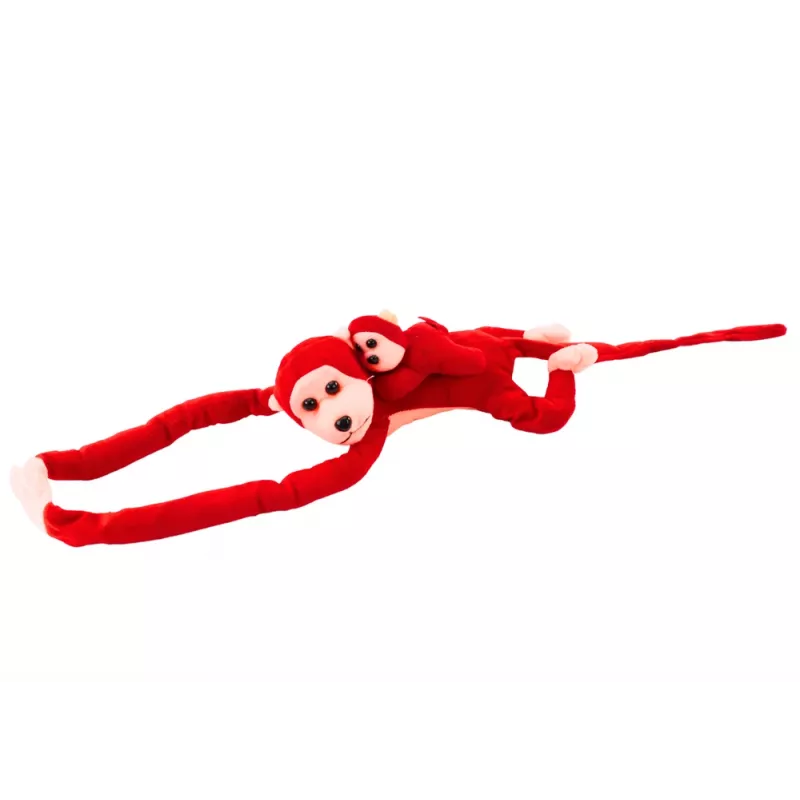 LEAN TOYS Maskot plyšová opica s bábätkom, červená 70 cm