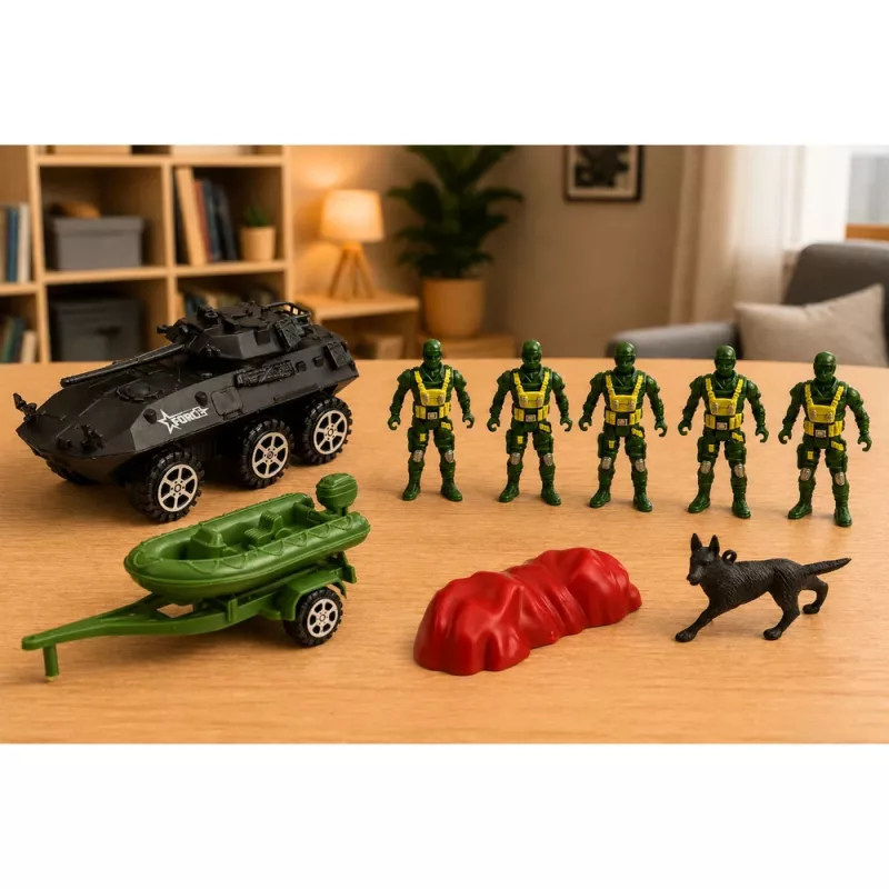 LEAN TOYS vojenská sada vojaci s obrneným transportérom 14 dielov