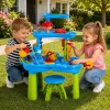 LEAN TOYS viacúrovňový vodný stôl s hracou plochou, stoličkou, príslušenstvom a formičkami, 63 cm