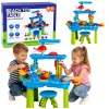 LEAN TOYS viacúrovňový vodný stôl s hracou plochou, stoličkou, príslušenstvom a formičkami, 63 cm