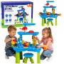 LEAN TOYS viacúrovňový vodný stôl s hracou plochou, stoličkou, príslušenstvom a formičkami, 63 cm