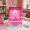 LEAN TOYS Hudobná skrinka šperkovnica rotujúci jednorožec ružová