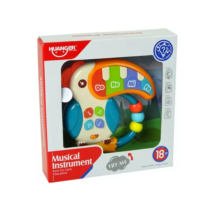 LEAN TOYS hudobné pianino papagáj zvuky svetlá korálky