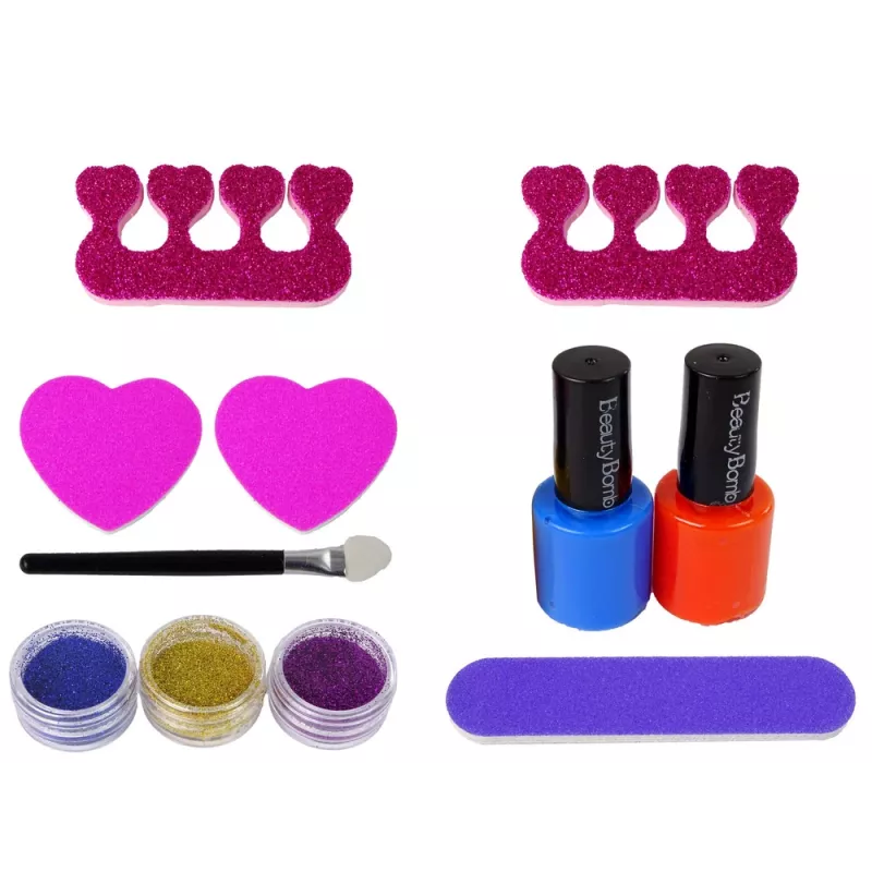 LEAN TOYS súprava na nechty s formičkami, lampou, pilníkom a brokátom