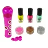 LEAN TOYS Sada lakov na nechty nail glitter dávkovač samolepky na nechty