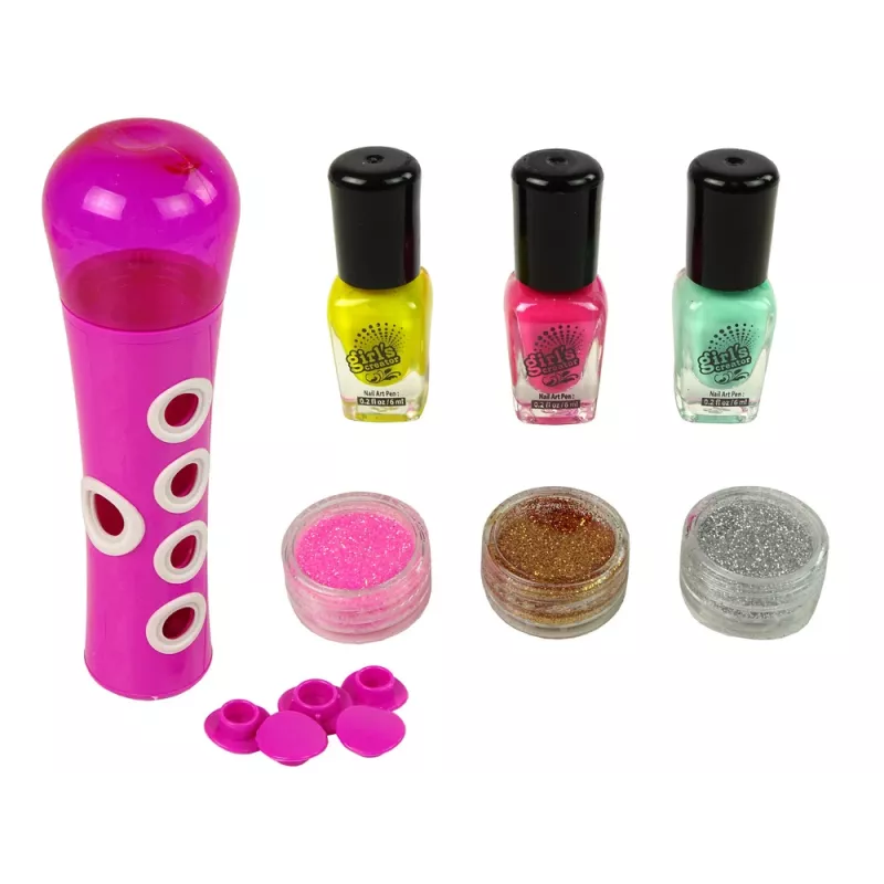 LEAN TOYS Sada lakov na nechty nail glitter dávkovač samolepky na nechty