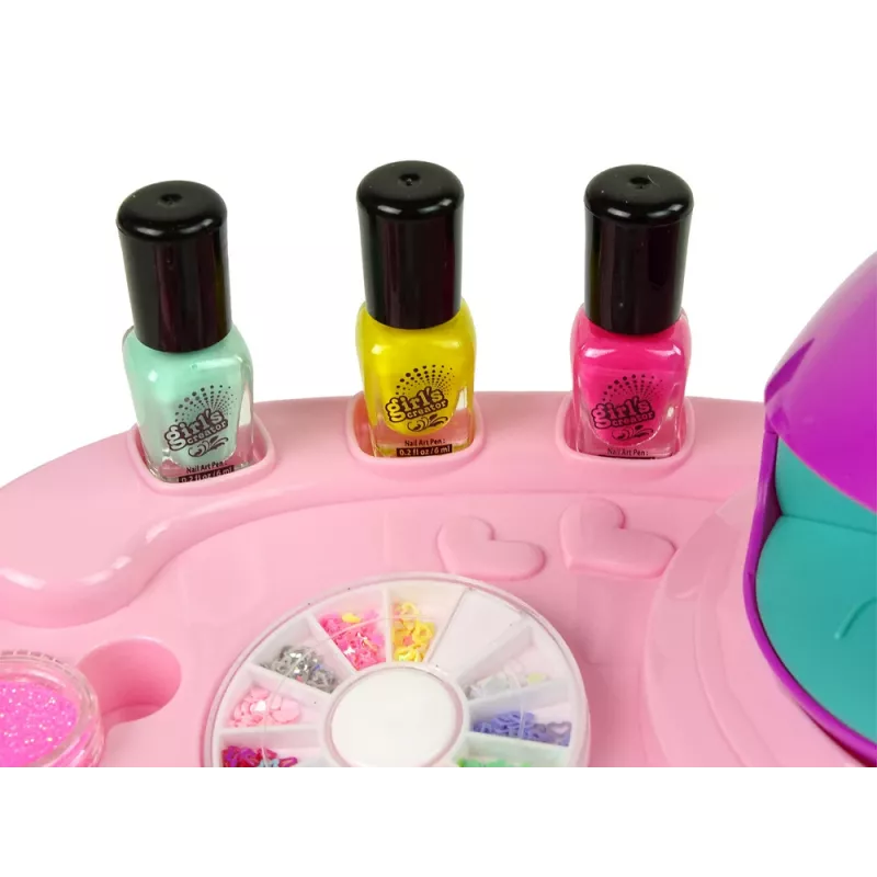 LEAN TOYS Sada na nechty s nail glitter, sušičom a samolepkami