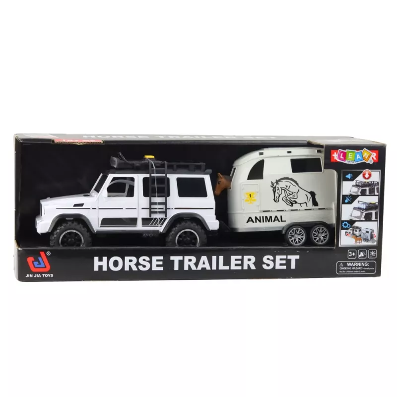 LEAN TOYS offroad vozidlo s konským prívesom, figúrka, svetlá a zvuky