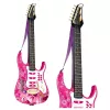LEAN TOYS Ružová elektrická gitara s mikrofónom a zosilňovačom