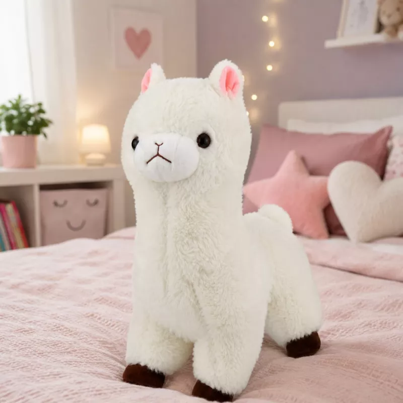 LEAN TOYS plyšová alpaka mäkká biela srsť 28 cm