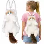 LEAN TOYS plyšový batoh v tvare mačky maskot s nastaviteľnými popruhmi a silikónovými labkami biely 50cm