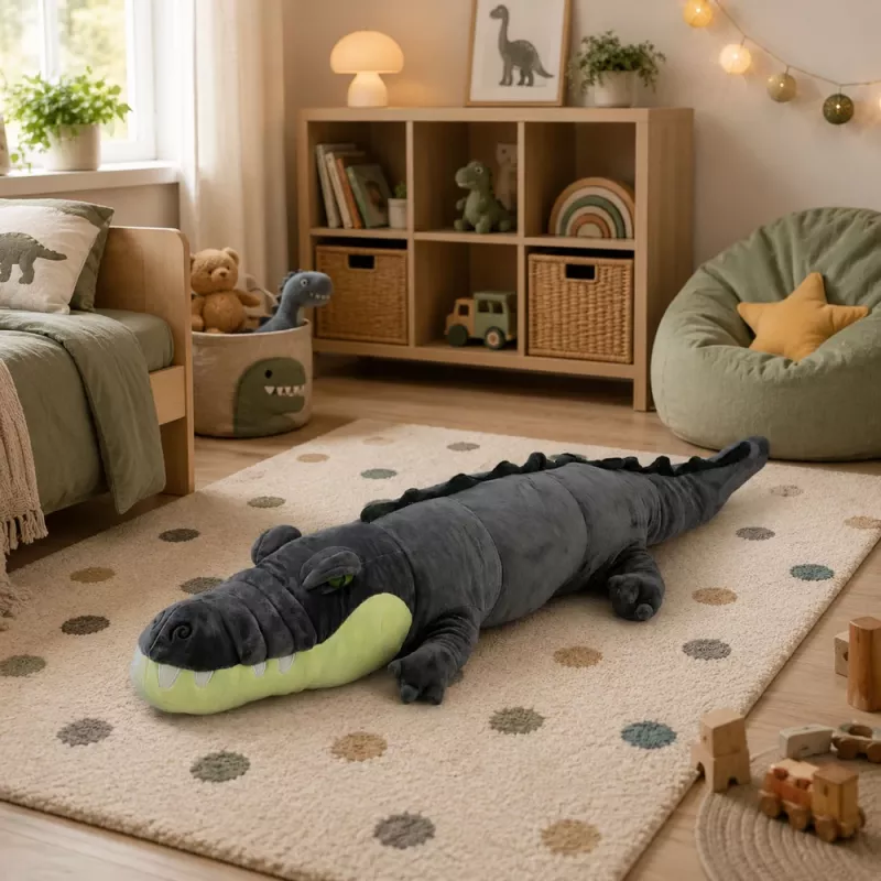 LEAN TOYS plyšový krokodíl maskot plyšová hračka - realistická sivá, 90 cm