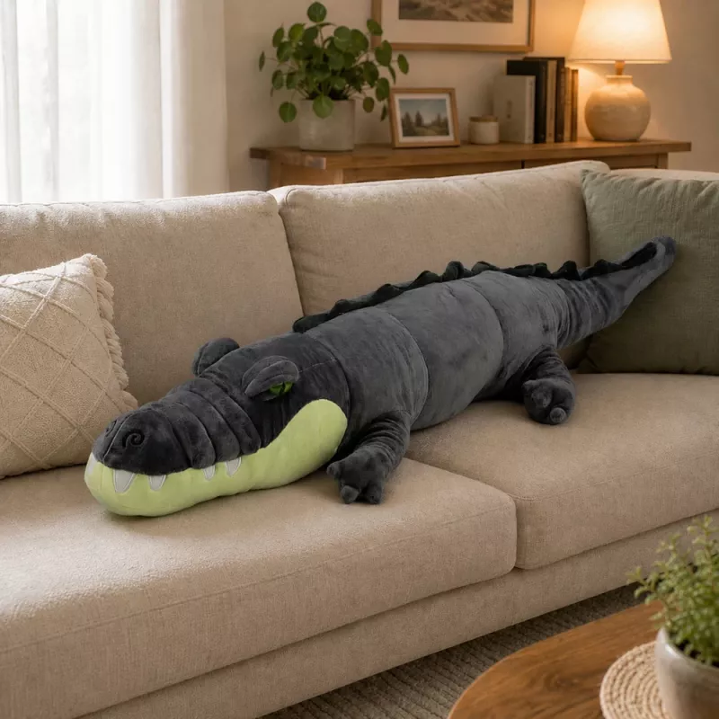 LEAN TOYS plyšový krokodíl maskot plyšová hračka - realistická sivá, 90 cm